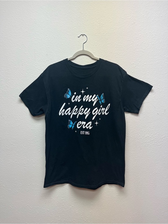 Tops - Butterfly “In my happy girl era” black shirt